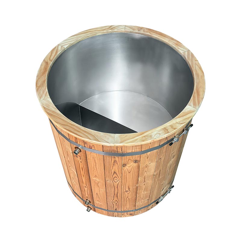 Thermo Pine Wood isbadekar med 304 rustfrit stål liner